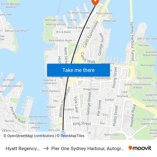 Hyatt Regency Sydney to Pier One Sydney Harbour, Autograph Collection map