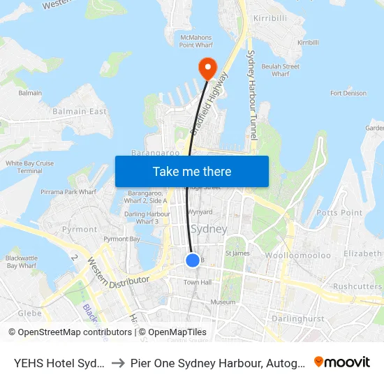YEHS Hotel Sydney QVB to Pier One Sydney Harbour, Autograph Collection map