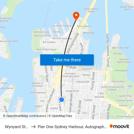 Wynyard Station to Pier One Sydney Harbour, Autograph Collection map