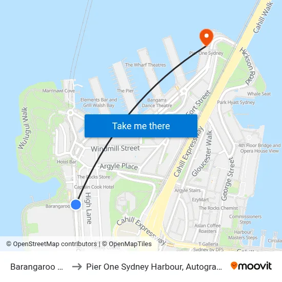 Barangaroo Station to Pier One Sydney Harbour, Autograph Collection map