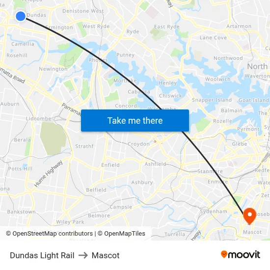 Dundas Light Rail to Mascot map