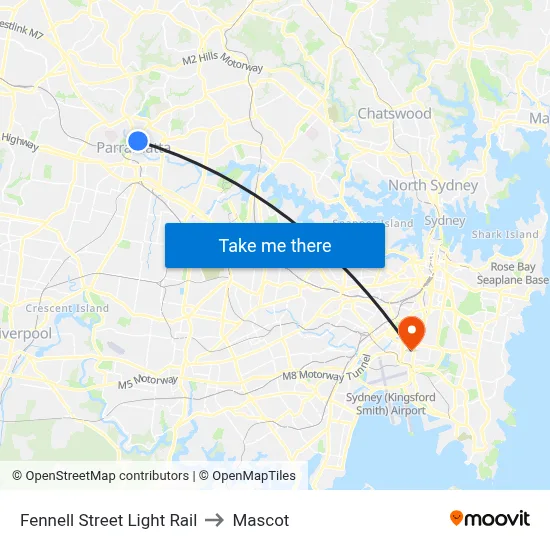 Fennell Street Light Rail to Mascot map