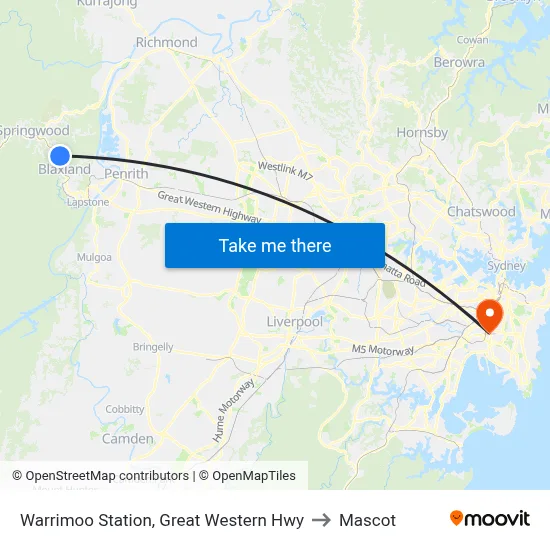 Warrimoo Station, Great Western Hwy to Mascot map