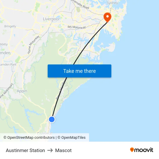 Austinmer Station to Mascot map