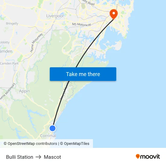 Bulli Station to Mascot map
