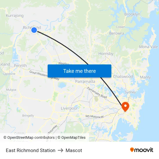 East Richmond Station to Mascot map