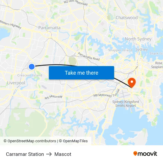Carramar Station to Mascot map
