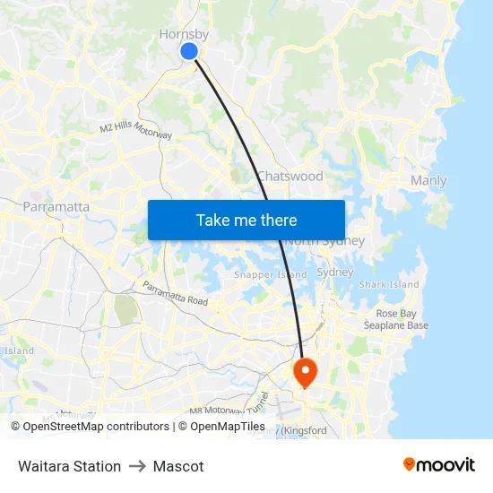 Waitara Station to Mascot map