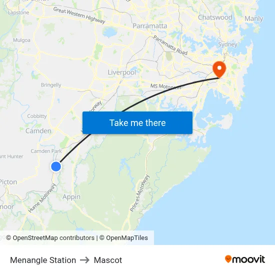 Menangle Station to Mascot map