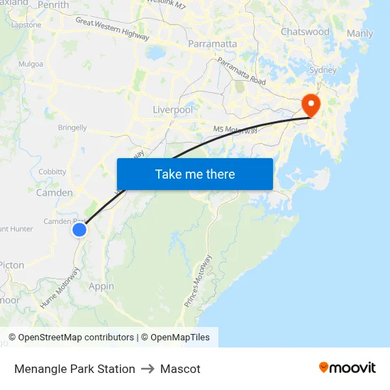 Menangle Park Station to Mascot map