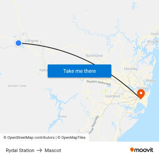 Rydal Station to Mascot map