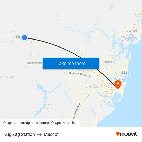 Zig Zag Station to Mascot map