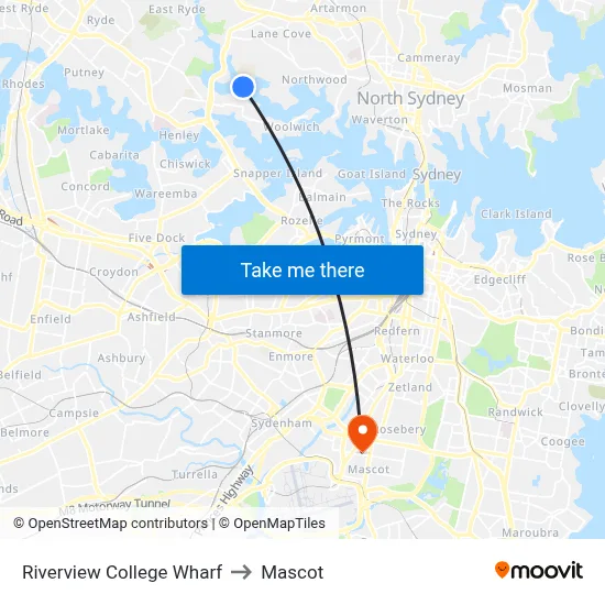 Riverview College Wharf to Mascot map