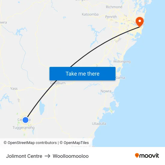Jolimont Centre to Woolloomooloo map