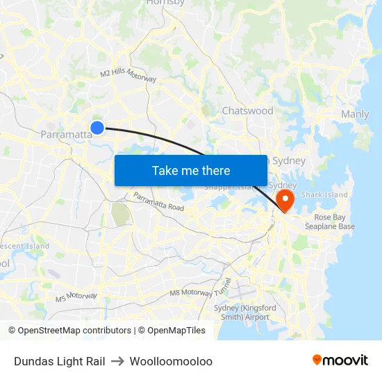 Dundas Light Rail to Woolloomooloo map