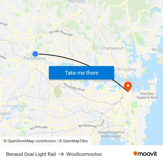 Benaud Oval Light Rail to Woolloomooloo map