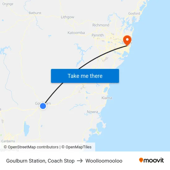 Goulburn Station, Coach Stop to Woolloomooloo map
