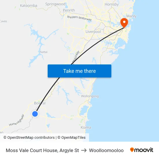 Moss Vale Court House, Argyle St to Woolloomooloo map