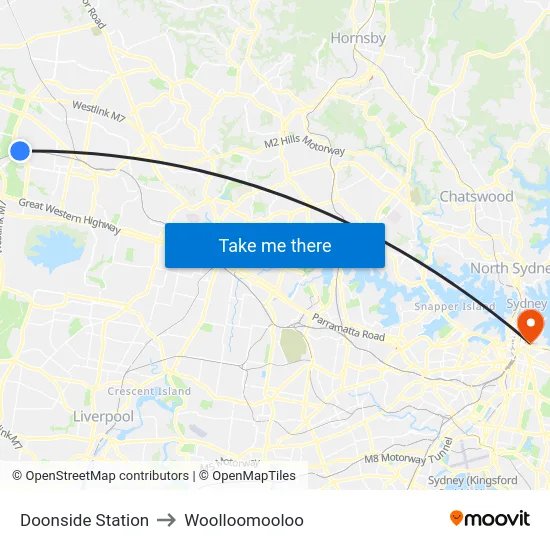 Doonside Station to Woolloomooloo map