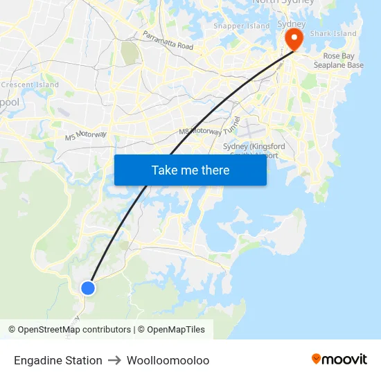 Engadine Station to Woolloomooloo map