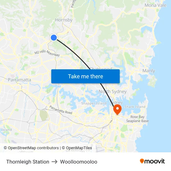 Thornleigh Station to Woolloomooloo map