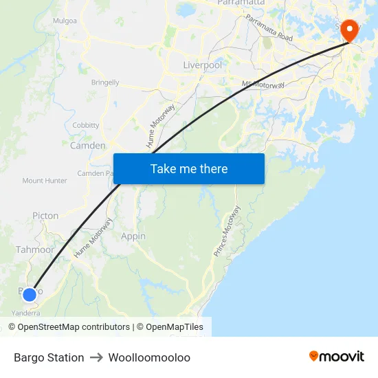 Bargo Station to Woolloomooloo map