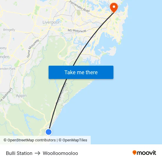 Bulli Station to Woolloomooloo map