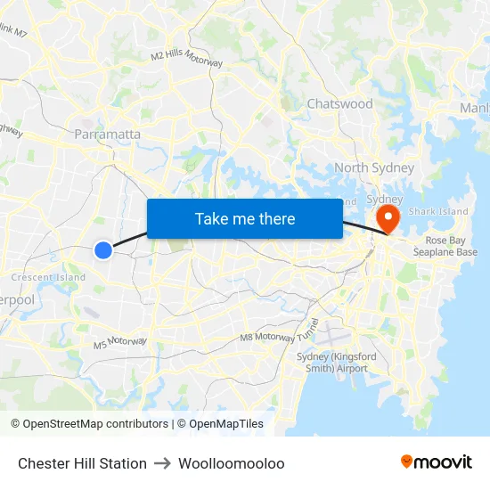 Chester Hill Station to Woolloomooloo map