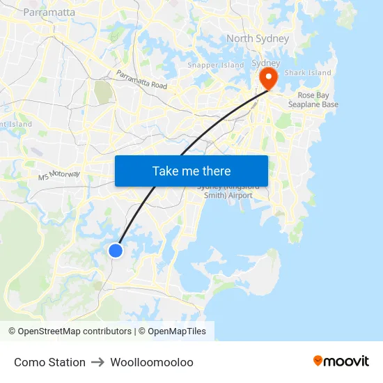 Como Station to Woolloomooloo map
