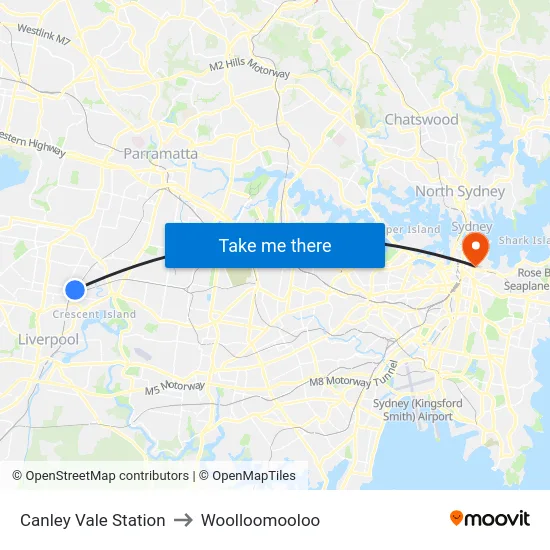 Canley Vale Station to Woolloomooloo map