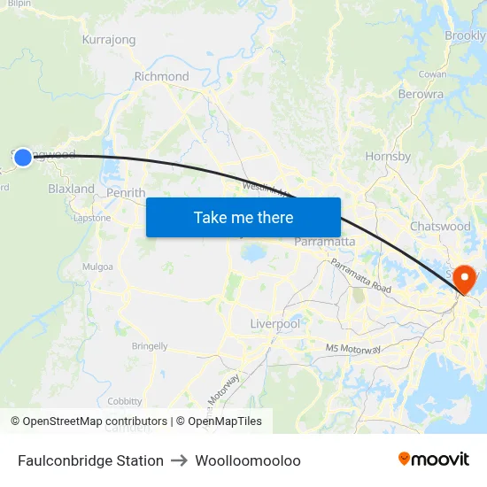 Faulconbridge Station to Woolloomooloo map