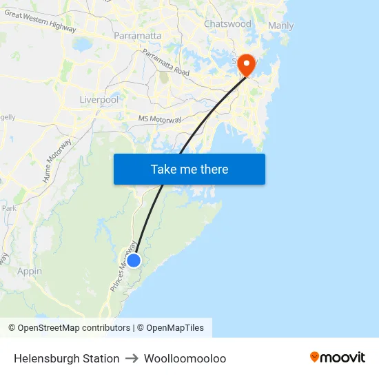 Helensburgh Station to Woolloomooloo map