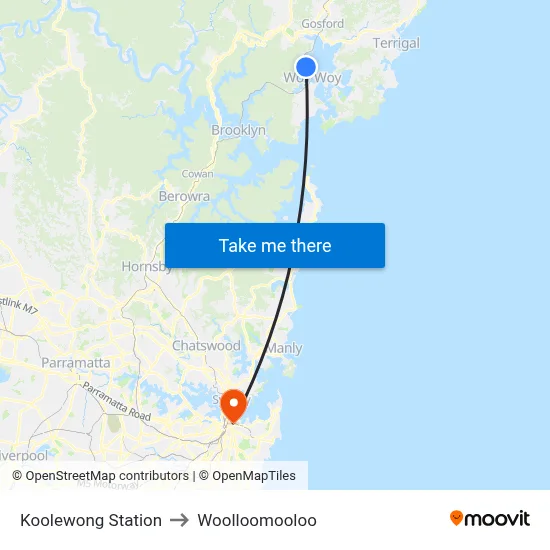 Koolewong Station to Woolloomooloo map