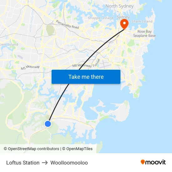 Loftus Station to Woolloomooloo map