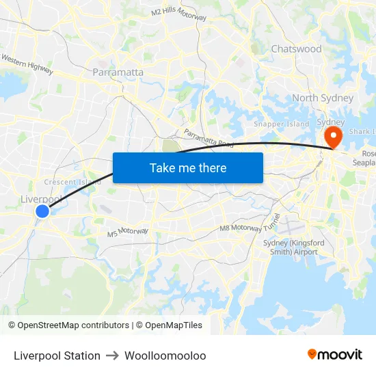 Liverpool Station to Woolloomooloo map