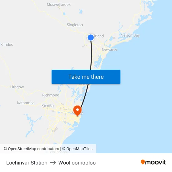 Lochinvar Station to Woolloomooloo map
