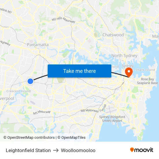 Leightonfield Station to Woolloomooloo map