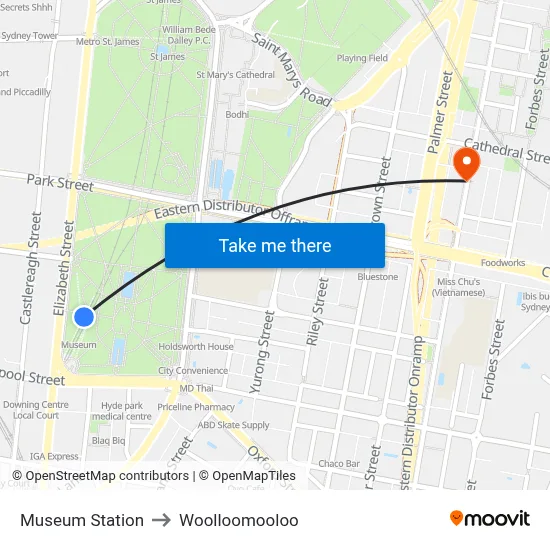 Museum Station to Woolloomooloo map