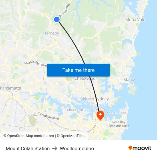 Mount Colah Station to Woolloomooloo map