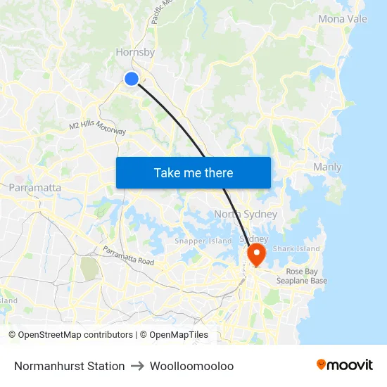 Normanhurst Station to Woolloomooloo map