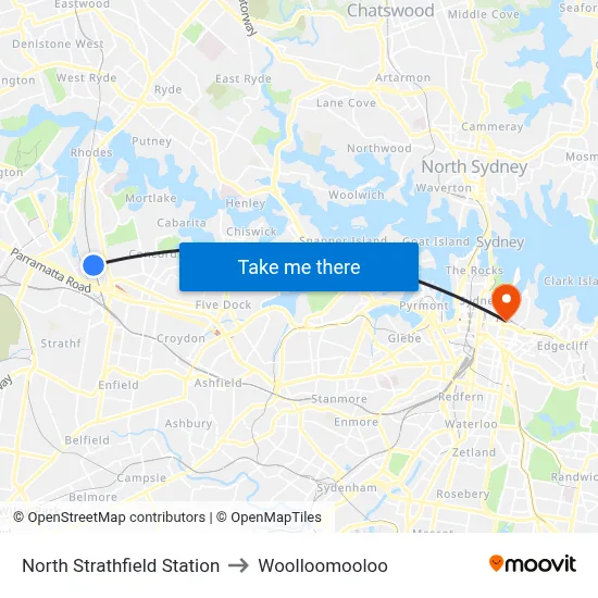 North Strathfield Station to Woolloomooloo map