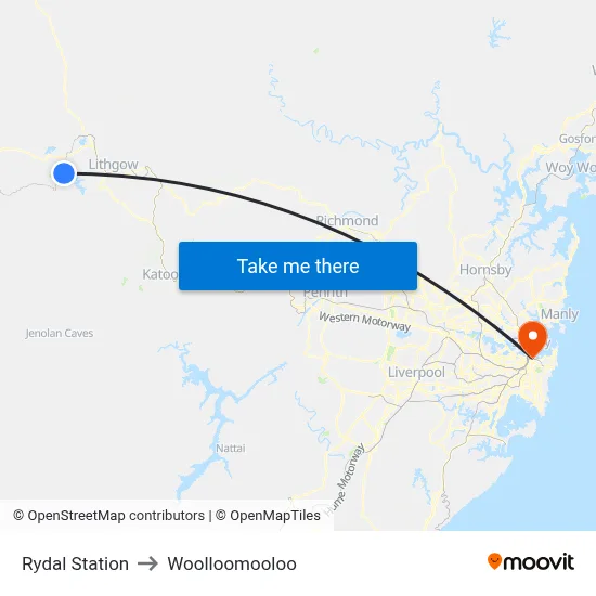 Rydal Station to Woolloomooloo map