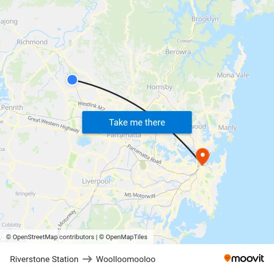 Riverstone Station to Woolloomooloo map