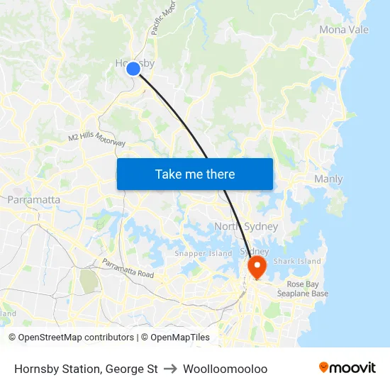 Hornsby Station, George St to Woolloomooloo map