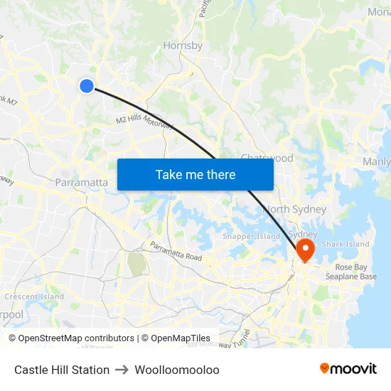 Castle Hill Station to Woolloomooloo map