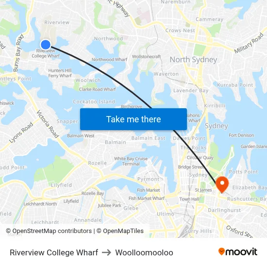 Riverview College Wharf to Woolloomooloo map