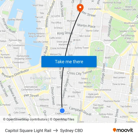 Capitol Square Light Rail to Sydney CBD map