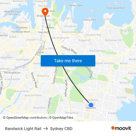 Randwick Light Rail to Sydney CBD map
