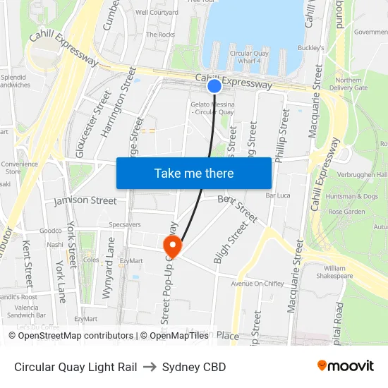 Circular Quay Light Rail to Sydney CBD map