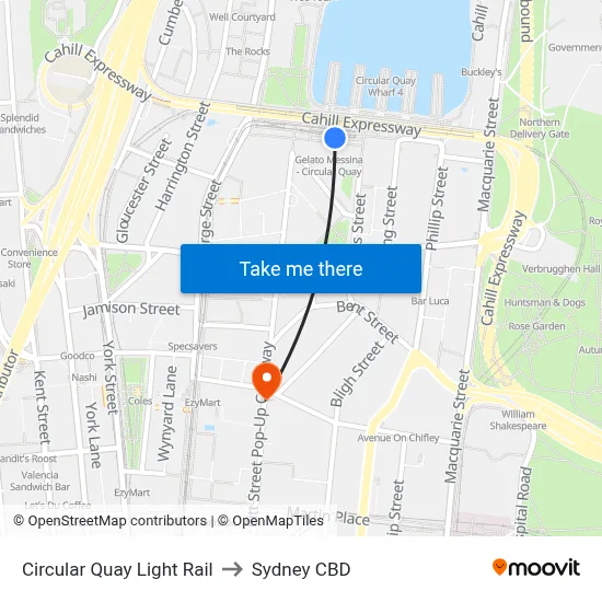 Circular Quay Light Rail to Sydney CBD map
